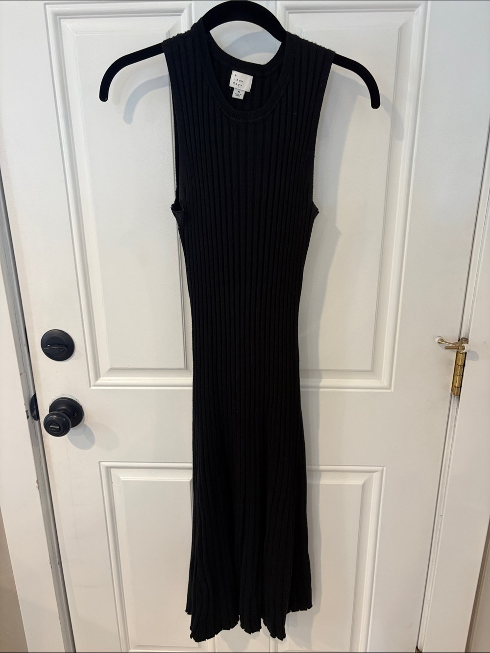 a new day Black Ribbed Sleeveless midi dress